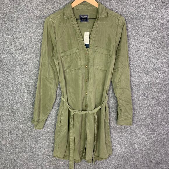 Abercrombie & Fitch Dresses & Skirts - NEW $68 Abercrombie & Fitch‎ Olive Belted Shirtdress Long Sleeve SZ M